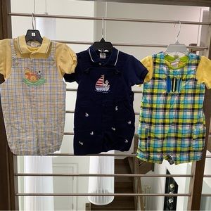 3 Boys Shortall Sets (6 pieces total). All size 24 months